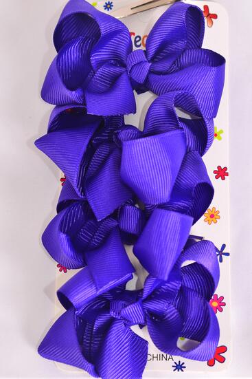 Hair Bows 48 pcs Grosgrain Bow-tie Dark Purple / 12 card = Dozen Dark Purple , Alligator Clip , Size - 3" x 2" Wide , 4 pcs per Card , 12 card = Dozen