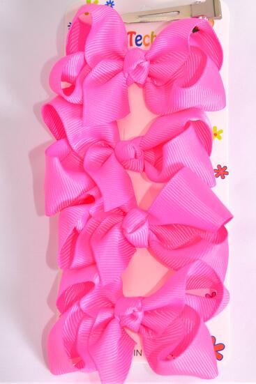 Hair Bows 48 pcs Grosgrain Bow-tie Hot Pink / 12 card = Dozen  Hot pink , Alligator Clip , Bow Size - 3" x 2" Wide , 4 pcs per card , 12 card = Dozen