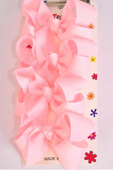 Hair Bows 48 pcs Grosgrain Bow-tie Baby Pink / 12 card = Dozen  Alligator Clip , Bow Size - 3" x 2" Wide , 4 pcs per card , 12 card = Dozen