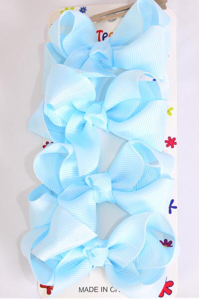 Hair Bows 48 pcs Grosgrain Bow-tie Baby Blue / 12 card = Dozen Baby Blue , Alligator Clip , Size - 3" x 2" Wide , 4 pcs per Card , 12 card = Dozen
