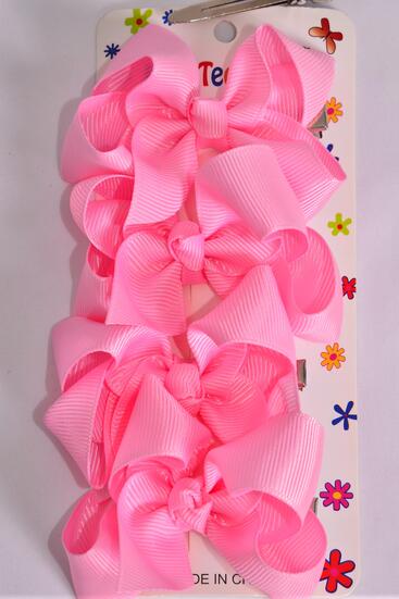 Hair Bows 48 pcs Grosgrain Bow-tie Pearl Pink / 12 card = Dozen Pearl Pink , Alligator Clip , Size - 3" x 2" Wide , 4 pcs per Card , 12 card = Dozen