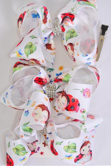 Hair Bows Large 36 pcs Ladybug Grosgrain Bow-tie / 12 card = Dozen Ladybug , Alligator Clip , Bow Size - 4" x 3" Wide , 3 pcs per Card,12 Card = Dozen