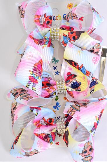 Hair Bows Large 36 pcs LOL Doll Grosgrain Bow-tie / 12 card = Dozen  LOL Doll , Alligator Clip , Bow Size - 4" x 3" Wide , 3 pcs per Card ,12 Card = Dozen