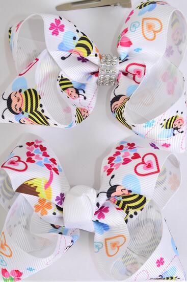 Hair Bow Cute Honey Bee Grosgrain Bow-tie / 12 pcs Bow = Dozen Bee  , Alligator Clip , Size - 4" x 3" Wide , Clip Strip and UPC Code