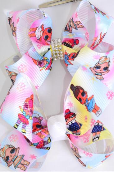 Hair Bow LOL Doll Grosgrain Bow-tie / 12 pcs Bow = Dozen  Alligator Clip , Size - 4" x 3" Wide , Clip Strip & UPC Code
