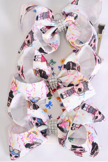 Hair Bows Large 36 pcs LOL Doll Grosgrain Bow-tie / 12 card = Dozen  LOL Doll , Alligator Clip , Bow Size - 4" x 3" Wide , 3 pcs per Card ,12 Card = Dozen