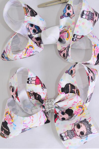 Hair Bow LOL Doll Grosgrain Bow-tie / 12 pcs Bow = Dozen  LOL Doll , Alligator Clip , Size - 4" x 3" Wide , Clip Strip & UPC Code