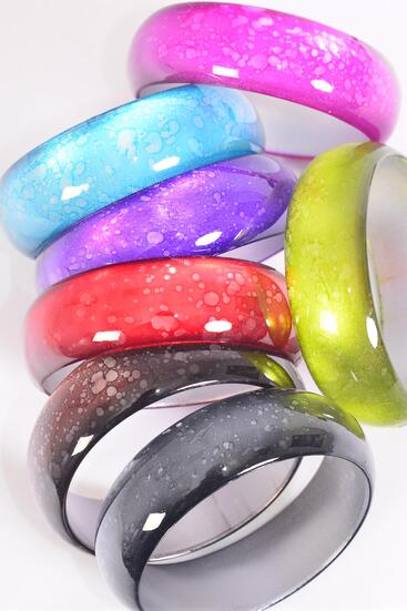Bracelet Bangle Acrylic Cat-eye Multi / 12 pcs = Dozen Multi , Size - 2.75" x 1" Dia Wide , 2 Black , 2 Red , 2 Brown , 2 Fuchsia , 1 Purple , 1 Green , 1 Blue Color Asst , Hang Tag & Opp bag & UPC Code