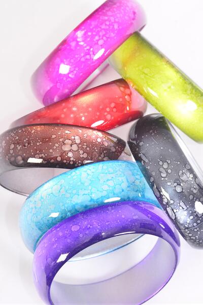 Bracelet Bangle Acrylic Cat-eye Multi / 12 pcs = Dozen Multi , Size - 2.75" x 1" Dia Wide , 2 Black , 2 Red , 2 Brown , 2 Fuchsia , 1 Purple , 1 Green , 1 Blue Color Asst , Hang Tag & Opp bag & UPC Code