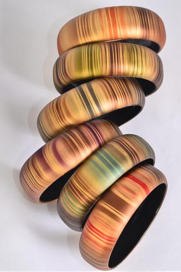 Bracelet Bangle Acrylic Fall Stripes Color Asst / 12 pcs = Dozen Fall , Size - 2.75" x 1" Dia Wide , 2 of each Color Asst , Hang Tag & OPP Bag & UPC Code 