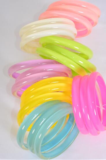 Bracelet Bangle 36 pcs Poly Cat-eye / 12 card= Dozen Size - 2.75" Dia Wide , Choose Colors , Hang Tag & OPP bag & UPC Code