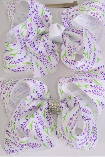 Hair Bow Jumbo Flower Lavender Grosgrain Bow-tie / 12 pcs Bow = Dozen  Alligator Clip , Size - 6" x 5" Wide , Clip Strip & UPC Code