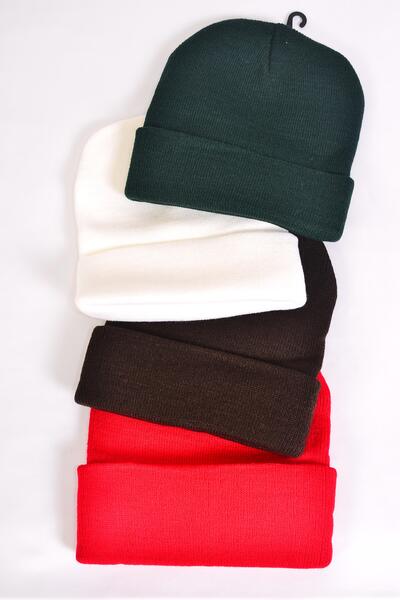 Hat Winter Knitted Hat Beanie Skull Cap Polyester Heavy Weight / 12 pcs = Dozen Good Quality , Choose Colors , Hang tag & OPP bag & UPC Code