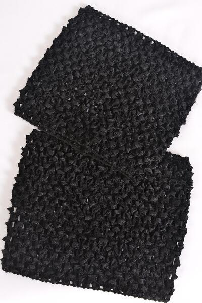 Ballerina Headband Wide Turban Black / 12 pcs = Dozen Black , Stretch , Size - 6" x 5.5" Wide , OPP Bag