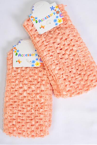 Ballerina Headband 24 pecs Stretch Peach / 24 pcs = Dozen Peach , Size - 2.75" x 5.5" Wide , Hang tag & UPC Code , each card has 2 pcs , 12card = Dozen