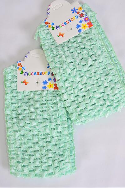 Ballerina Headband 24 pcs Stretch Mint Green / 12 card = Dozen Mint Green , Size - 2.75" x 5.5" Wide , Hang tag & UPC Code , each card has 2 pcs , 12card = Dozen