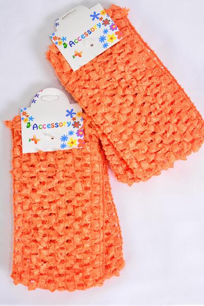 Ballerina Headband 24 pecs Stretch Tangerine Orange / 24 pcs = Dozen Tangerine Orange ,  Size - 2.75" x 5.5" Wide , 2 pcs per Card , 12 card = Dozen