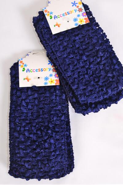 Ballerina Headband 24 pecs Stretch Navy / 24 pcs = Dozen Navy , Size - 2.75" x 5.5" Wide , Hang tag & UPC Code , each card has 2 pcs , 12 card = Dozen