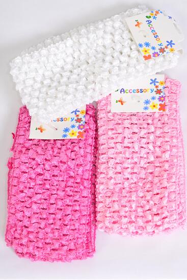 Ballerina Headband 24 pcs Stretch Pink Mix / 12 card = Dozen Pink Mix , Size - 2.75" x 5.5" Wide , 4 Hot pink , 4 White , 4 Baby Pink Color Asst , Hang Tag & UPC Code.