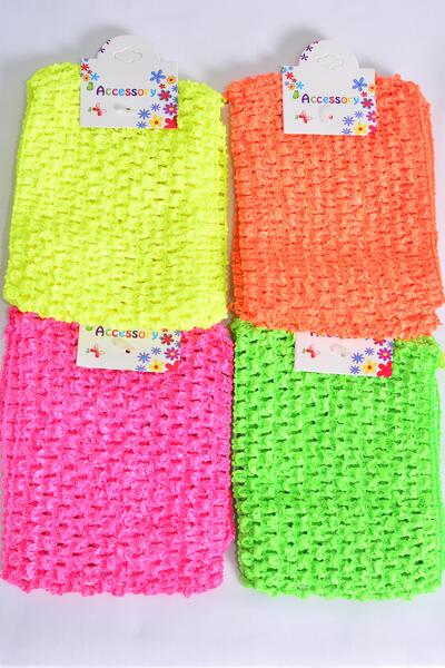 Ballerina Headband 24 pcs Turban 4 Inch Wide Neon Color Asst / 12 card = Dozen Stretch , Size - 4" Wide ,  4 Neon Orange ,  4 Neon Pink , 4 Neon Yellow , 4 Neon Green Color Mix , OPP Bag & UPC Code 