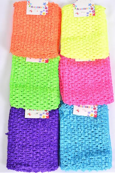 Ballerina Headband 24 pcs Turban 4 Inch Wide Caribbean Neon Color Asst / 12 card = Dozen Stretch , Size - 4" Wide , 2 Turquoise , 2 Neon Orange , 2 Purple , 2 Neon Pink , 2 Neon Yellow , 2 Neon Green Mix , OPP Bag & UPC Code 