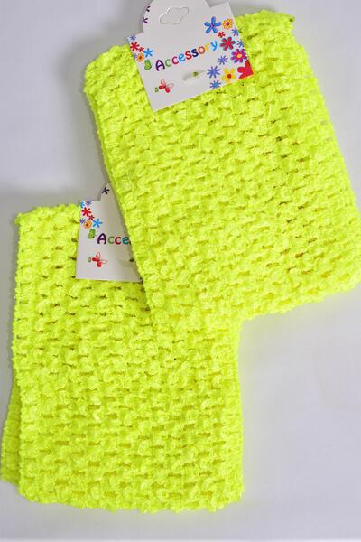Ballerina Headband 24 pcs Turban 4 Inch Wide Neon Yellow / 12 card= Dozen Neon Yellow , Stretch , Size - 4" Wide , Hang Tag & OPP Bag & UPC Code , 2 pcs per Card , 12 card = Dozen