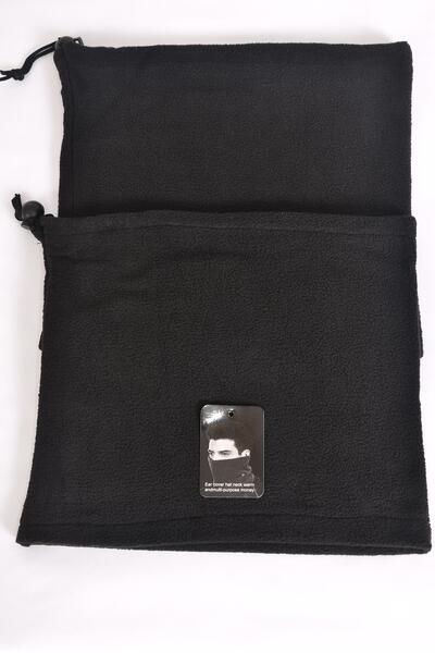 Polar Fleece Warmer Neck Gaiter Multi function Black / 12 pcs = Dozen  Black , Size - 10" x 9" Wide , Hang Tag & UPC Code , OPP Bag
