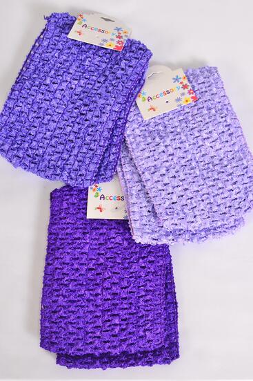 Ballerina Headband 24 pcs Turban 4 Inch Wide Purple Mix / 12 card = Dozen Stretch , Size - 4" Wide , 4 Purple , 4 Lavender , 4 Violet Color Asst , Hang Tag & OPP Bag & UPC Code