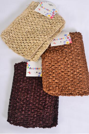 Ballerina Headband 24 pcs Turban 4 Inch Wide Fall Khaki Brown Mix / 12 card = Dozen  Stretch , Size - 4" Wide , 4 of each Color Asst , Hang Tag & OPP Bag & UPC Code