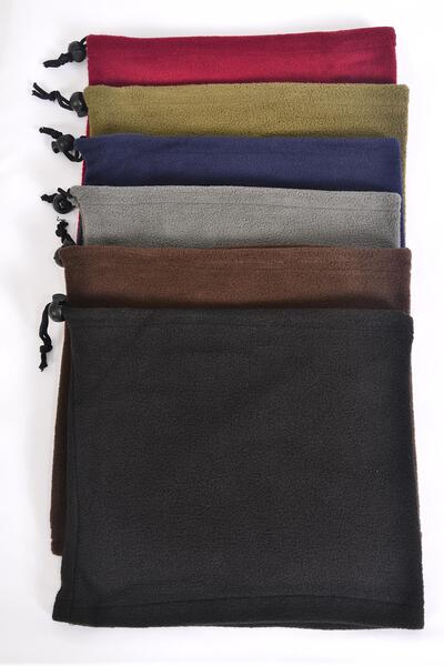 Polar Fleece Warmer Neck Gaiter Multi function Dark Multi / 12 pcs = Dozen Dark Multi , Size - 10" x 9" Wide , 2 of each Color Asst , Hang Tag & UPC Code , OPP Bag