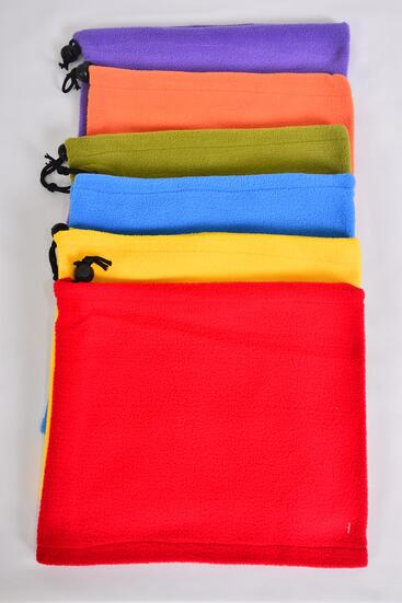 Polar Fleece Warmer Neck Gaiter Multi function Multi / 12 pcs = Dozen Multi , Size - 10" x 9" Wide , 2 of each Color Asst , Hang Tag & UPC Code , OPP Bag