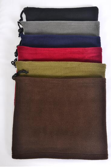 Polar Fleece Warmer Neck Gaiter Multi function Dark Multi / 12 pcs = Dozen Dark Multi , Size - 10" x 9" Wide , 2 of each Color Asst , Hang Tag & UPC Code , OPP Bag