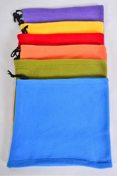 Polar Fleece Warmer Neck Gaiter Multi function Multi / 12 pcs = Dozen Multi , Size - 10" x 9" Wide , 2 of each Color Asst , Hang Tag & UPC Code , OPP Bag