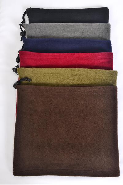 Polar Fleece Warmer Neck Gaiter Multi function Dark Multi / 12 pcs = Dozen Dark Multi , Size - 10" x 9" Wide , 2 of each Color Asst , Hang Tag & UPC Code , OPP Bag