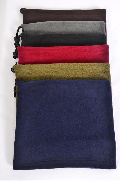 Polar Fleece Warmer Neck Gaiter Multi function Dark Multi / 12 pcs = Dozen Dark Multi , Size - 10" x 9" Wide , 2 of each Color Asst , Hang Tag & UPC Code , OPP Bag