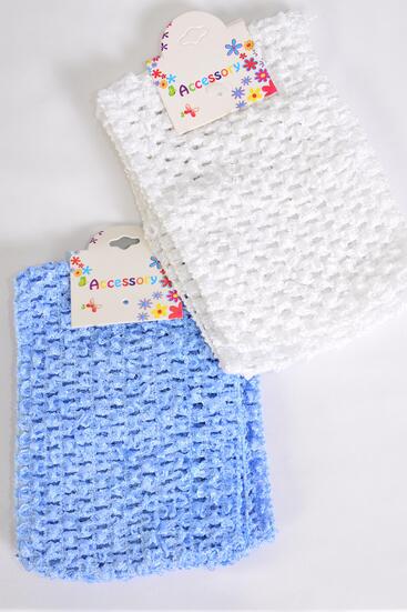 Ballerina Headband 24 pcs Turban 4 Inch Wide Blue White Mix / 12 card = Dozen Stretch , Size-4" Wide , 6 of each Color Asst , Hang Tag & OPP Bag & UPC Code