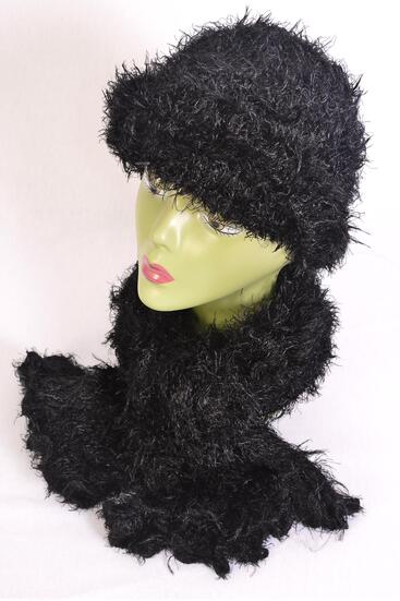 Scarf Magic Scarf w Hat 2 pcs Sets Soft Stretch Black Stretch / Sets Stretch , Black , Scarf Size - 64 x 13" Wide , Display Card & OPP Bag & UPC Code