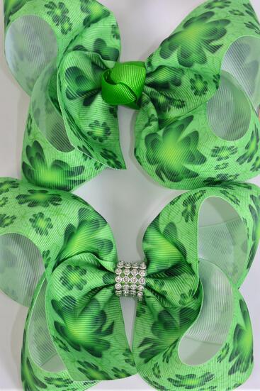 Hair Bow Jumbo Clover Grosgrain Bow-tie / 12 pcs Bow = Dozen  Clover , Alligator Clip , Size - 6" x 5" Wide , Clip Strip & UPC Code