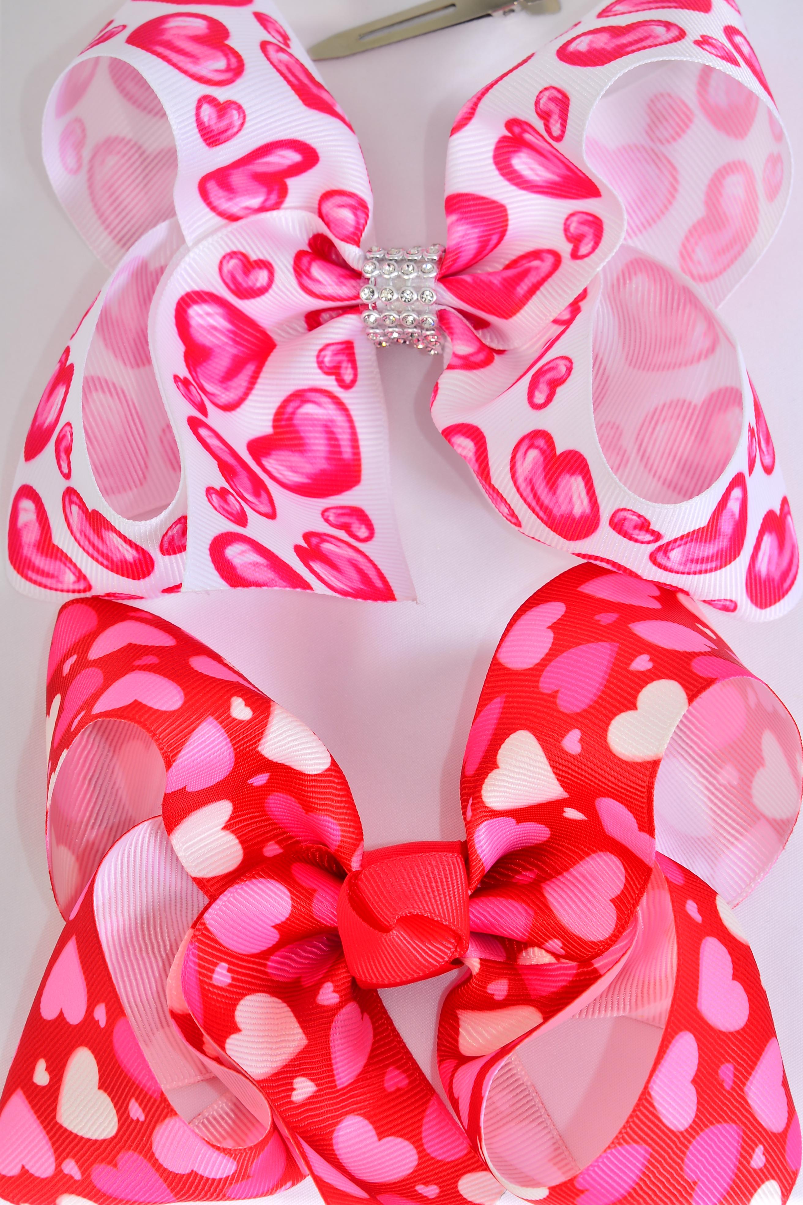Hair Bow Jumbo Heart Pattern Mix Grosgrain Bow-tie / 12 pcs Bow = Dozen ...