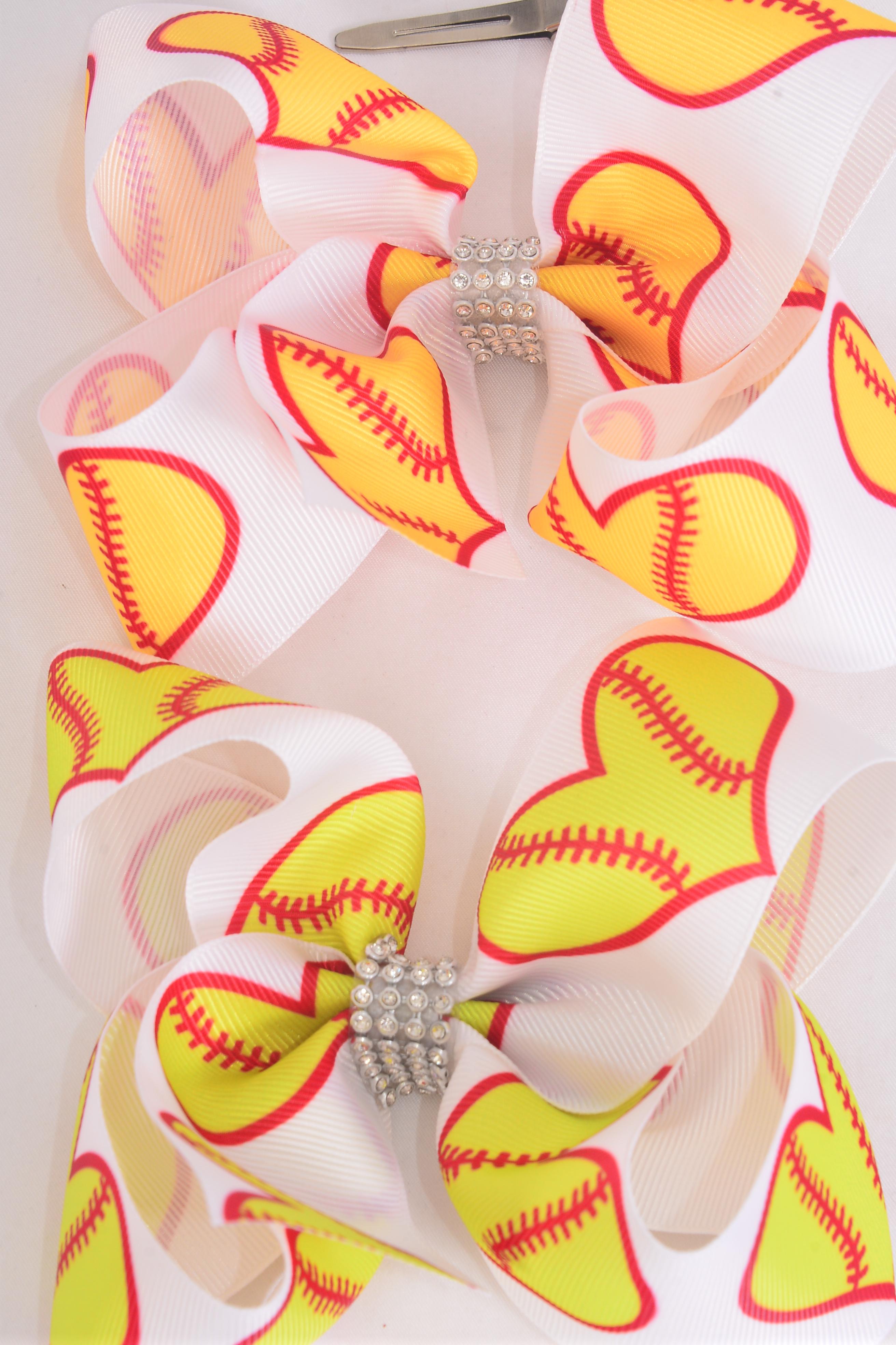 Hair Bow Jumbo Softball Grosgrain Bow-tie / 12 pcs Bow = Dozen Softball ...