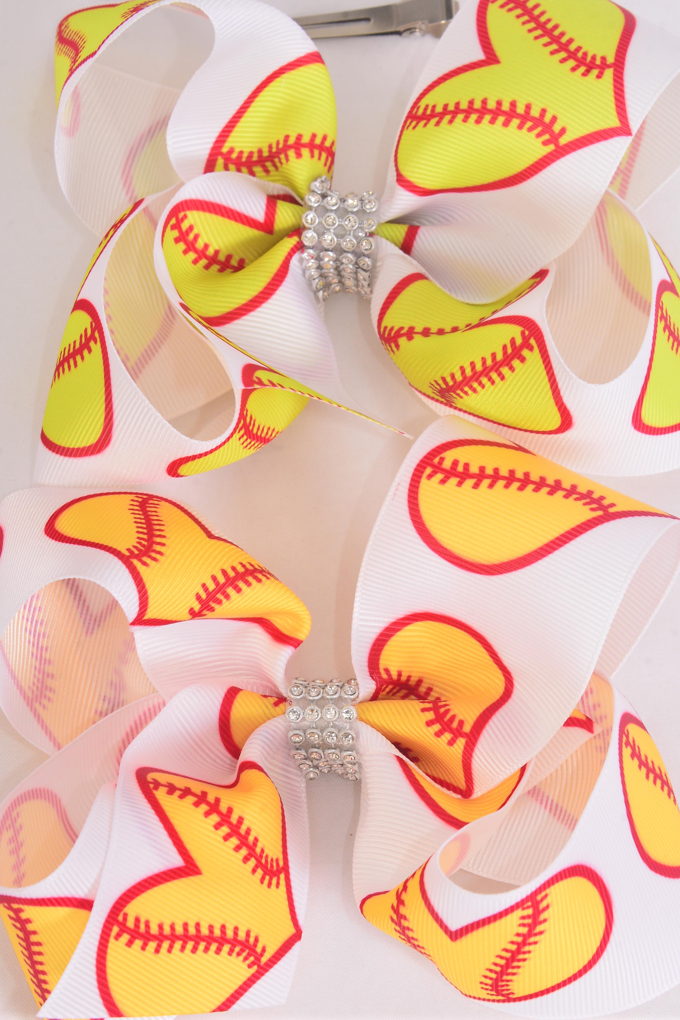 Hair Bow Jumbo Softball Grosgrain Bow-tie / 12 pcs Bow = Dozen Softball ...