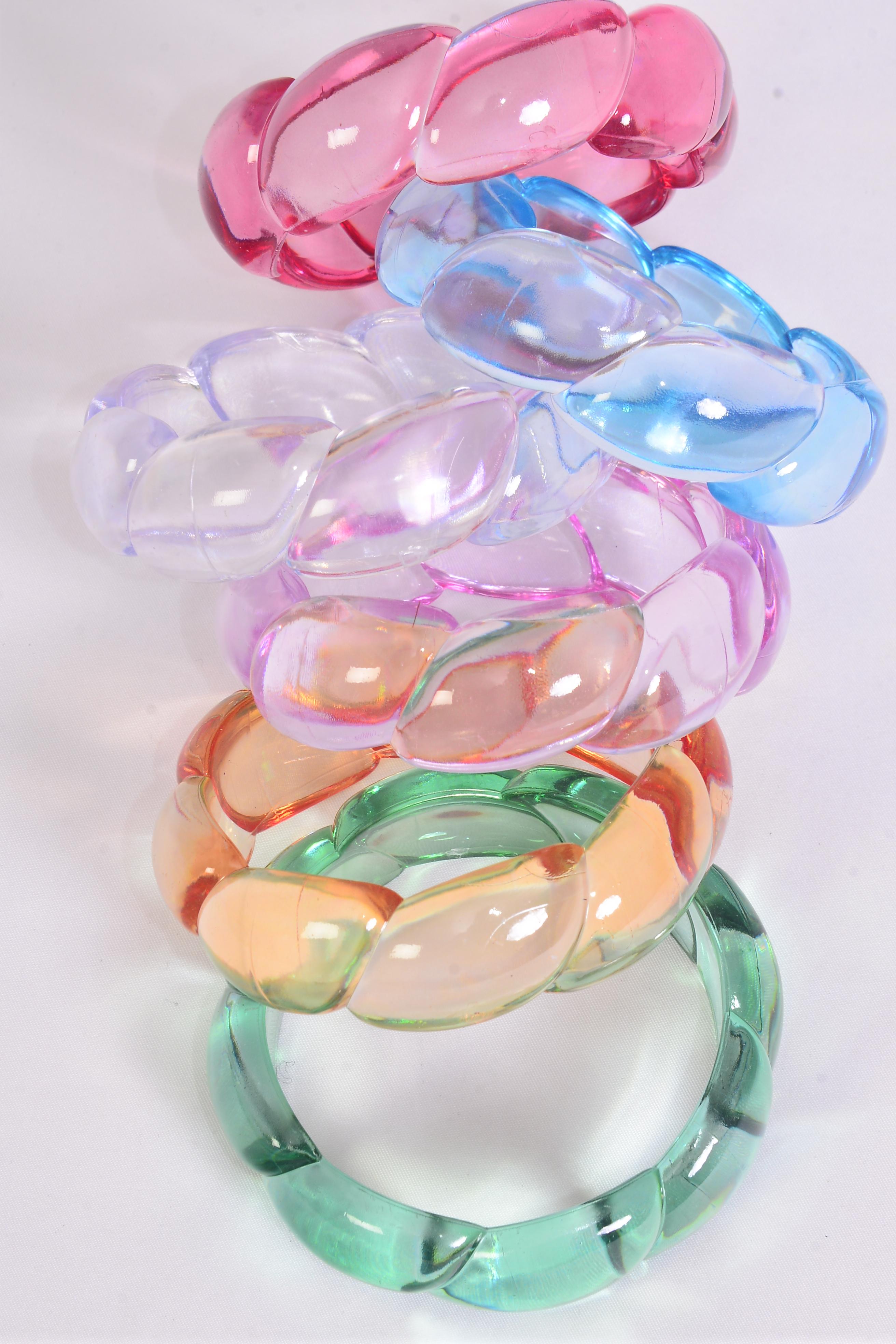 Bracelet Bangle Acrylic Transparent Multi / 12 pcs = Dozen Multi , Size ...