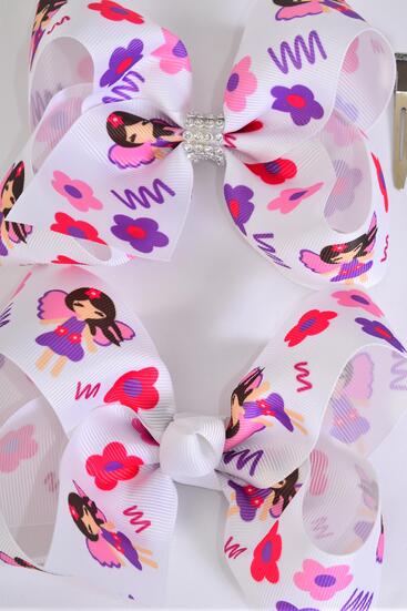 Hair Bow Jumbo Flower Butterfly Mix Grosgrain Bow-tie / 12 pcs Bow = Dozen Alligator Clip , Size - 6" x 5" Wide , Clip Strip & UPC Code