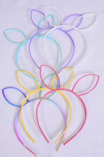 Headband Horseshoe Acrylic Bunny Ear Iridescent Tiedye Pastel / 12 pcs = Dozen 2 Of Each Color Asst , Individual OPP Bag & Hang Tag & UPC Code