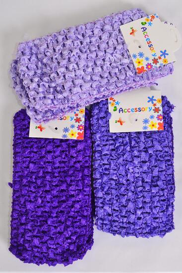 Ballerina Heaband 24 pcs Stretch Purple Mix / 12 card = Dozen Purple Mix , Size - 2.75" x 5.5" Wide , 4 Purple , 4 Lilic , 4 Lavender Color Asst , Hang tag & UPC Code .