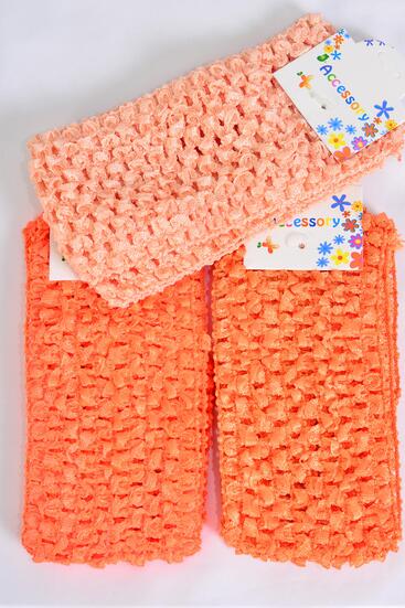 Ballerina Headband 24 pcs Stretch Orange Mix / 2 pcs per card , 12 card = Dozen Orange Mix , Stretch , Size - 2.75" x 5.5" Wide , 4 Peach , 4 Tangerine , 4 Autumn Orange Color Asst , Hang tag & UPC Code 