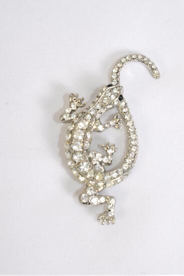Brooch Lizard Rhinestones / PC  Size - 2" x 1" Wide , Display Card & OPP Bag & UPC Code