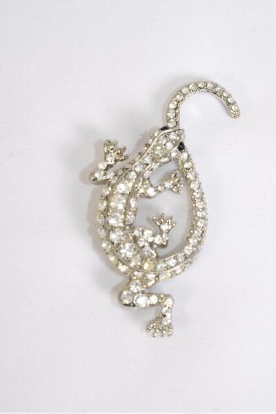 Brooch Lizard Rhinestones / PC  Size - 2" x 1" Wide , Display Card & OPP Bag & UPC Code