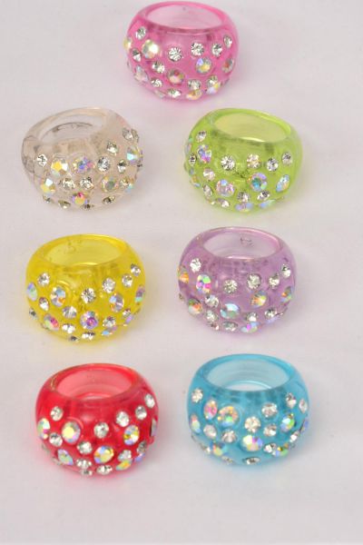Rings Acrylic Dome Rhinestones / 12 pcs = Dozen Size - 7 8 9 Mix ...