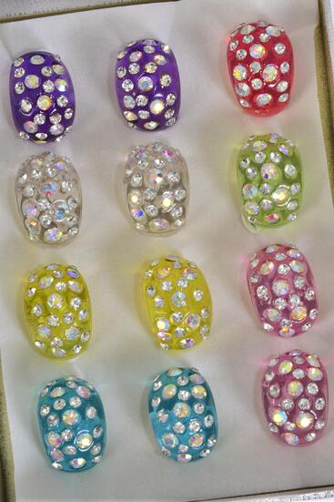 Rings Cross Metal Gold Silver Mix w Color Rhinestones / 12 pcs = Dozen Adjustable , Cross Size - 1.5" x 1" Wide , 2 Red , 2 Clear , 2 Blue , 2 Purple , 2 Fuchsia , 1 Yellow ,1 Lime Color Asst .